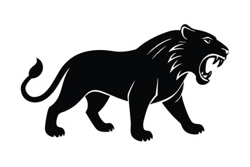 roaring lioness silhouette vector icon