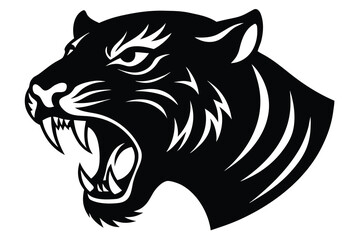 roaring tiger silhouette vector icon