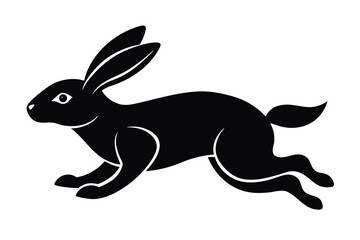 running rabbit silhouette vector icon
