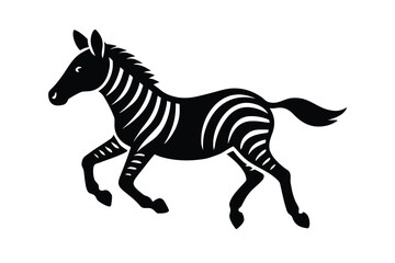 running zebra silhouette vector icon