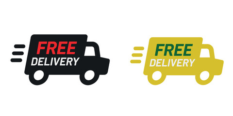 Express shipping icon with free delivery text and arrow element isolated on transparent background