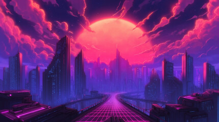 Violet Twilight Above a Futuristic Skyline