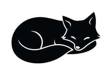 sleeping fox silhouette vector icon