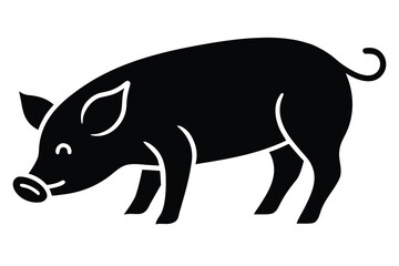 sniffing pig silhouette vector icon