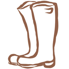 Line Art of Rubber Boots Illustration. Hand-Drawn Doodle.