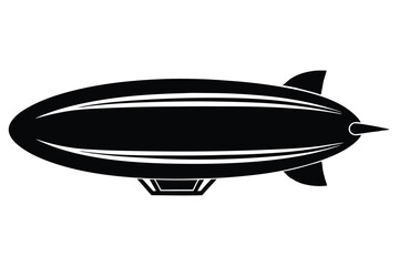 Isolated Black and White Illustration of a Vintage Airship with Gondola Detail