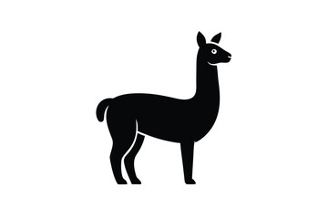 standing llama silhouette vector icon