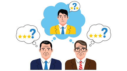 Vector art of customer review and feedback concept with rating and question