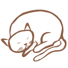 Line Art of Sleeping Cat Illustration. Hand-Drawn Doodle.