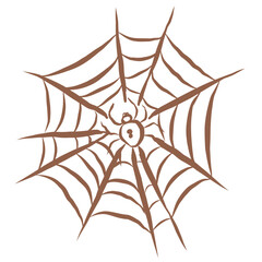 Line Art of Spiderweb Illustration. Hand-Drawn Doodle.