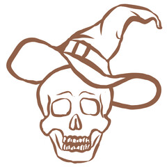 Line Art of Scull Illustration. Hand-Drawn Doodle.