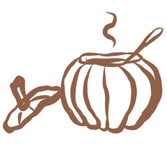 Line Art of Pumpkin Soup Illustration. Hand-Drawn Doodle.