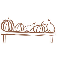 Line Art of Pumpkins Illustration. Hand-Drawn Doodle.