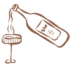 Line Art of Wine Illustration. Hand-Drawn Doodle.