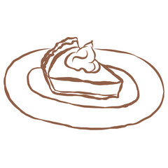 Line Art of Pumpkin Pie Illustration. Hand-Drawn Doodle.