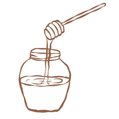 Line Art of Honey Illustration. Hand-Drawn Doodle.