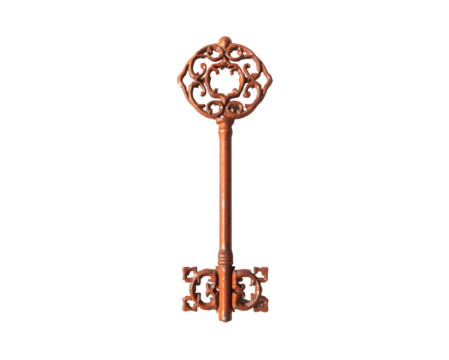 Elegant Skeleton Key, Vintage Charm and Timeless Appeal with Ornate Design on Isolated View