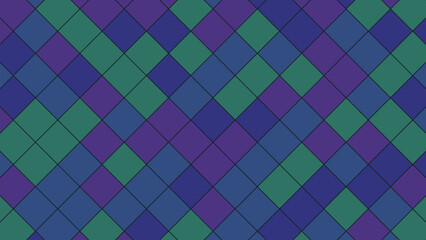 Diamond pattern background with blue green and purple tones seamlessly tiled