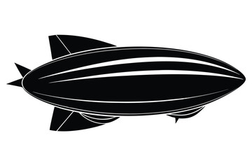 Monochrome Illustration of a Vintage Airship with Detailed Fins and Streamlined Design © kanchanrani