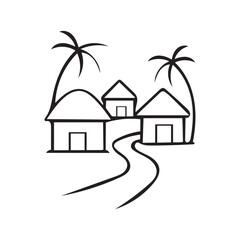 Vector set of real estate house icons, a simple residential property sign and architecture drawing illustration