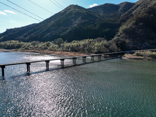 高知県いの町　上空から見た名越屋沈下橋