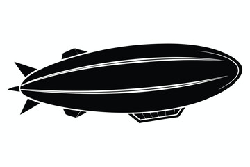 Fototapeta premium Striking Black Silhouette of a Vintage Dirigible Airship with White Stripes and Cabin