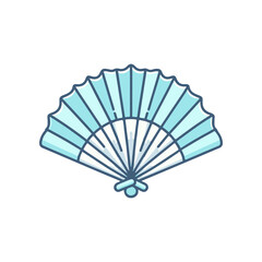 A beautifully designed blue fan with intricate patterns, symbolizing elegance and culture