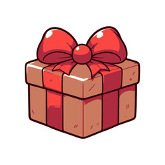 A beautifully wrapped gift box with a red bow, perfect for celebrations and holidays