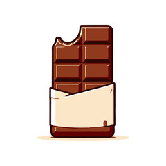 A bitten chocolate bar with a wrapper, set against a clean white background, ideal for culinary use
