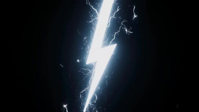 An electric visual depicting a glowing lightning bolt piercing a dark space with crackling effects