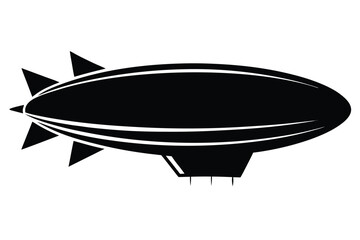 Fototapeta premium Simple Black Silhouette of a Vintage Dirigible Airship with Rear Propellers