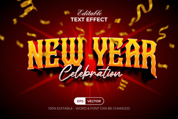 Editable Text Effect New Year Celebration Background With Confetti.