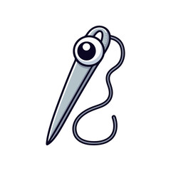 A close-up illustration of a sewing needle and thread, showcasing intricate details and design