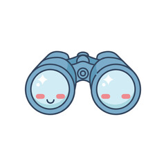 Cute cartoon binoculars with smiling lenses, set against a simple white background, ideal for children's illustrations