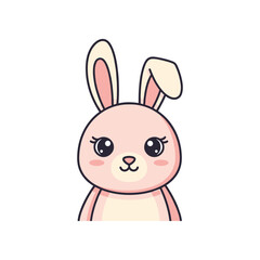 Cute cartoon bunny character with large eyes and floppy ears, set against a simple white background
