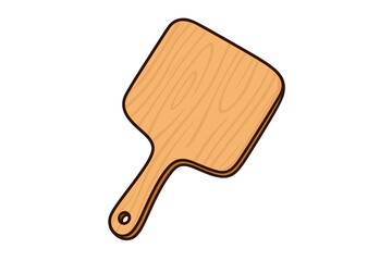 Wooden cutting board vector illustration. Empty chopping board in cartoon style. Kitchen utensil for cooking or food preparation. Wood plank for background. Isolated object.