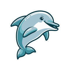 A playful dolphin leaping joyfully above the water surface in a serene ocean backdrop