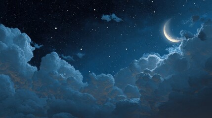 Fototapeta premium backgrounds night sky with stars and moon and clouds no logos no brands ar 169