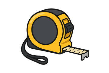 Tape measure vector icon. Construction, repair tool symbol. Cartoon illustration for measuring length, distance. Carpentry, handyman, DIY project concept. Isolated element.