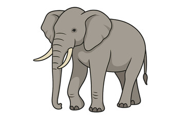 Fototapeta premium African elephant vector illustration. Cute cartoon wild animal with tusks. Safari wildlife mammal icon. Large gray elephant symbol for zoo, nature, or children's design.