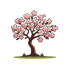 Obraz premium A vibrant cherry blossom tree in full bloom, set against a simple white background