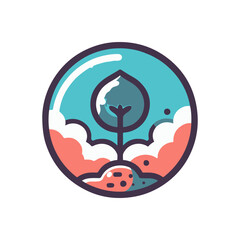 A vibrant illustration of a plant symbolizing growth, surrounded by colorful clouds and a serene backdrop