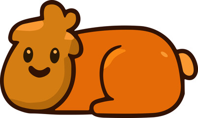 A cute kawaii-style brown hamster lying down with a happy face, perfect for cozy autumn or Thanksgiving-themed illustrations.
