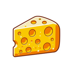 A vibrant piece of cheese with holes, set against a white background, suitable for culinary themes