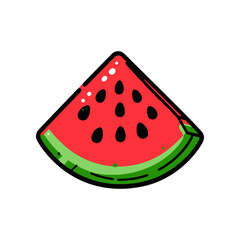 A vibrant slice of watermelon showcasing its juicy red flesh and black seeds, ideal for summer themes (1)