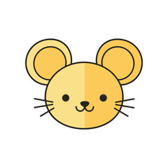 Cute cartoon mouse face illustration with simple features, ideal for children's designs