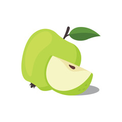Green apple with slices, eps 10 format