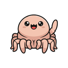 Cute cartoon octopus character with a smiling face, sitting on a white background, ideal for children's illustrations