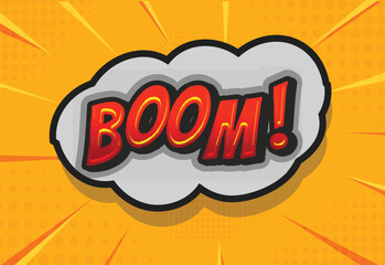 Boom comic speech bubble with exclamation mark isolated on transparent background