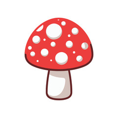 Bright red mushroom with white spots against a clean white background, ideal for nature-themed designs